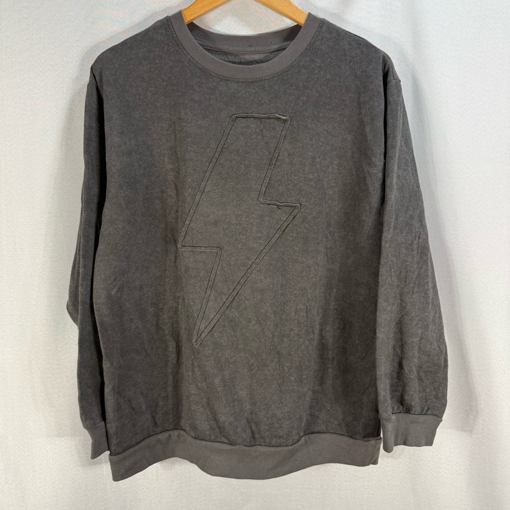 AC/DC Band Lounge Set Sweatshirt & Joggers Gray Lightning Bolt Logo Size L